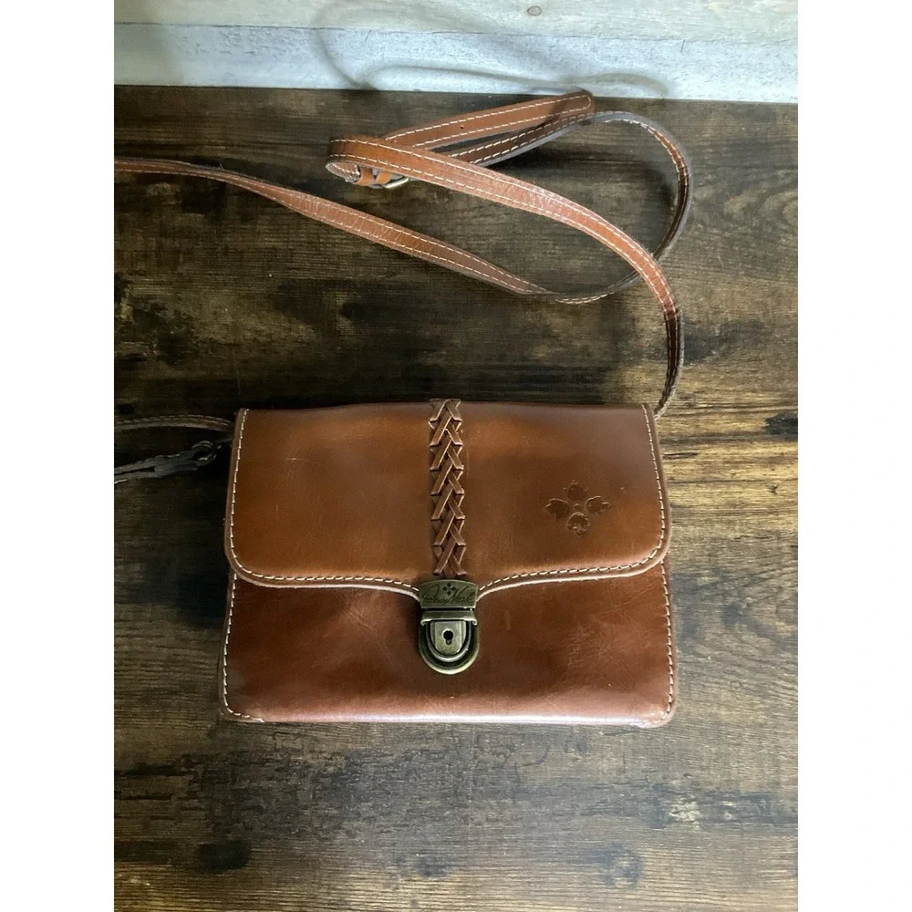 PATRICIA NASH Bianco Brown Leather Suede Crossbody Wristlet Wallet Bag Purse - Picture 4 of 10